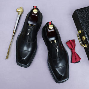 Nuevos zapatos de vestir formales para hombre, de lujo y a la moda, con cierre de cremallera, estilo casual, de cuero genuino, zapatos de vestir y Oxfords de cuero para hombre - Product Image 4