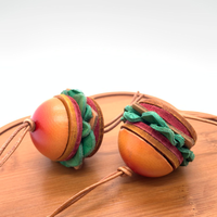 Breloque de sac en cuir tanné végétal fait main, mini hamburger mignon, porte-clés en cuir, pendentif de sac, ornement pour sac à main femme