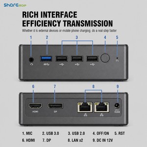 <span class=keywords><strong>Mini</strong></span> PC Sharerdp Factory Intel N100 N95 DDR4 DDR5 M.2 NVMe SSD, Doble LAN, HDMI, DP, Tipo-C, Señalización Digital, 12V - Product Image 2