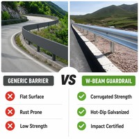 Barrière de sécurité routière en acier galvanisé à chaud de type W pour la sécurité des côtés de la route et des autoroutes