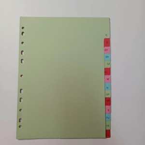 A4 Vente en gros Onze trous Diverses couleurs Alphabet Papier Index Page Set Board Diviseurs 16 Onglets vierges - Product Image 3