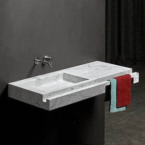 <span class=keywords><strong>Lavabo</strong></span> de Baño Rectangular de Lujo, Colgante de Pared, de Mármol <span class=keywords><strong>Blanco</strong></span> Carrara Natural - Product Image 2