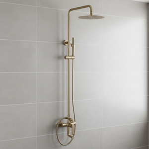 HONGDEC High Quality Modern Stainless Steel Hot/Cold Water Mixer <b>Shower</b> <b>System</b> Brushed Gold <b>Shower</b> Head Set Wall-Mounted Exposed - Product Image 3