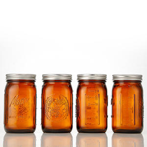 Pots de maçon <span class=keywords><strong>en</strong></span> verre ambré 16oz 32OZ avec large ouverture Grands pots de maçon <span class=keywords><strong>en</strong></span> verre avec couvercles hermétiques Pot de confiture de fermentation de cornichon - Product Image 5