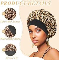 Bonnet de nuit en satin imprimé léopard avec élastique, idéal pour les cheveux longs et les tresses, usage commercial