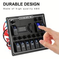 Panneau de commutation à bascule LED 12V/24V 10 gangues 15A pour voiture, bateau, camping-car, avec double contrôle de puissance, étanche et protection contre les surcharges