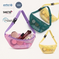 Sac banane personnalisé en nylon respirant pour la plage, motif fruits, forme boîte, pochette bandoulière pastel avec fermeture éclair violette