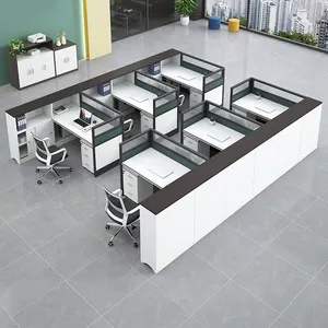 Modular 4 Seat Office Cubicle Partition Table Call Center Workstation 6 Staff Workstation Desk