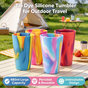 Vaso de Silicona de Grado Alimenticio de 480 ml, de Gran Capacidad, Resistente al Calor, con Diseño Tie Dye, Irrompible, Reutilizable y Ligero - Product Image 1