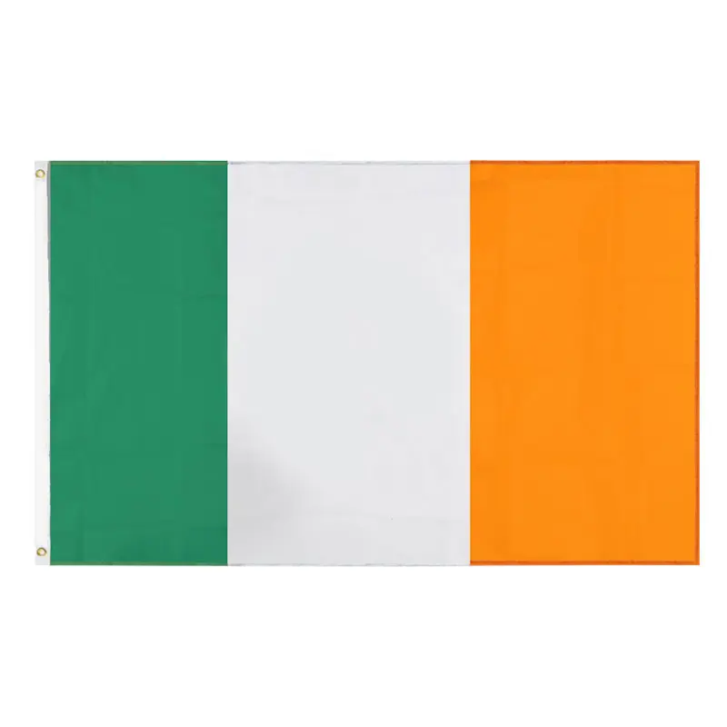 Nouveaux produits en gros deux boucles en laiton Rectangle vert blanc jaune 90x150cm drapeau de l'irlande pour l'affichage