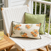Französische Leinen-Kissenhülle mit Paspelierung - 100% Reiner Flachs-Kissenbezug - Steingewaschener Boho-Dekorbezug für Sofa und Bett