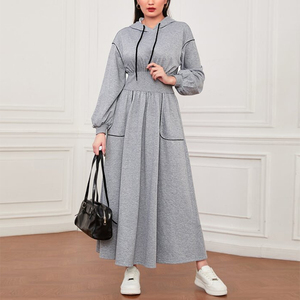 Abito con Cappuccio Oversize Personalizzato per Donna, Vendita all'Ingrosso, Vestito <span class=keywords><strong>in</strong></span> <span class=keywords><strong>Felpa</strong></span> <span class=keywords><strong>di</strong></span> <span class=keywords><strong>Cotone</strong></span> <span class=keywords><strong>di</strong></span> Alta Qualità - Product Image 1