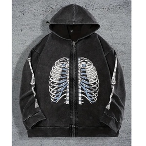 Sudadera con Estampado de Esqueleto de Moda Urbana 2025, Lavado Ácido, Personalización y Venta al por Mayor Disponibles Basado en las Imágenes - Product Image 1