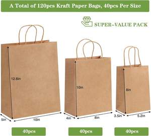 Sacs en papier kraft de haute qualité, bon marché, colorés, impression personnalisée avec poignées, sac en papier kraft - Product Image 2