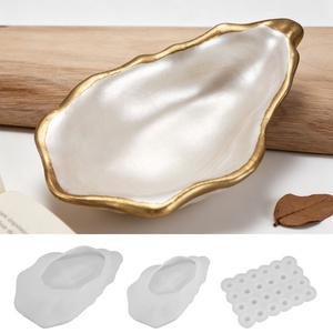 Stampo in silicone a forma di conchiglia di ostrica per resina, gesso, cemento, fai da te, portacandele, vassoio, stampo per artigianato - Product Image 5