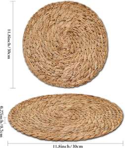 Natural Hand-Woven 10" 12" Cattail Placemats Rustic Braided Wicker Table <b>Mats</b> Farmhouse Weave Place <b>Mats</b> <b>Plates</b> - Product Image 3
