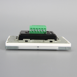 Interrupteur de sortie pour rideau, cadre en verre trempé blanc et <span class=keywords><strong>gris</strong></span> central en plastique avec deux boutons de remplacement - Product Image 5