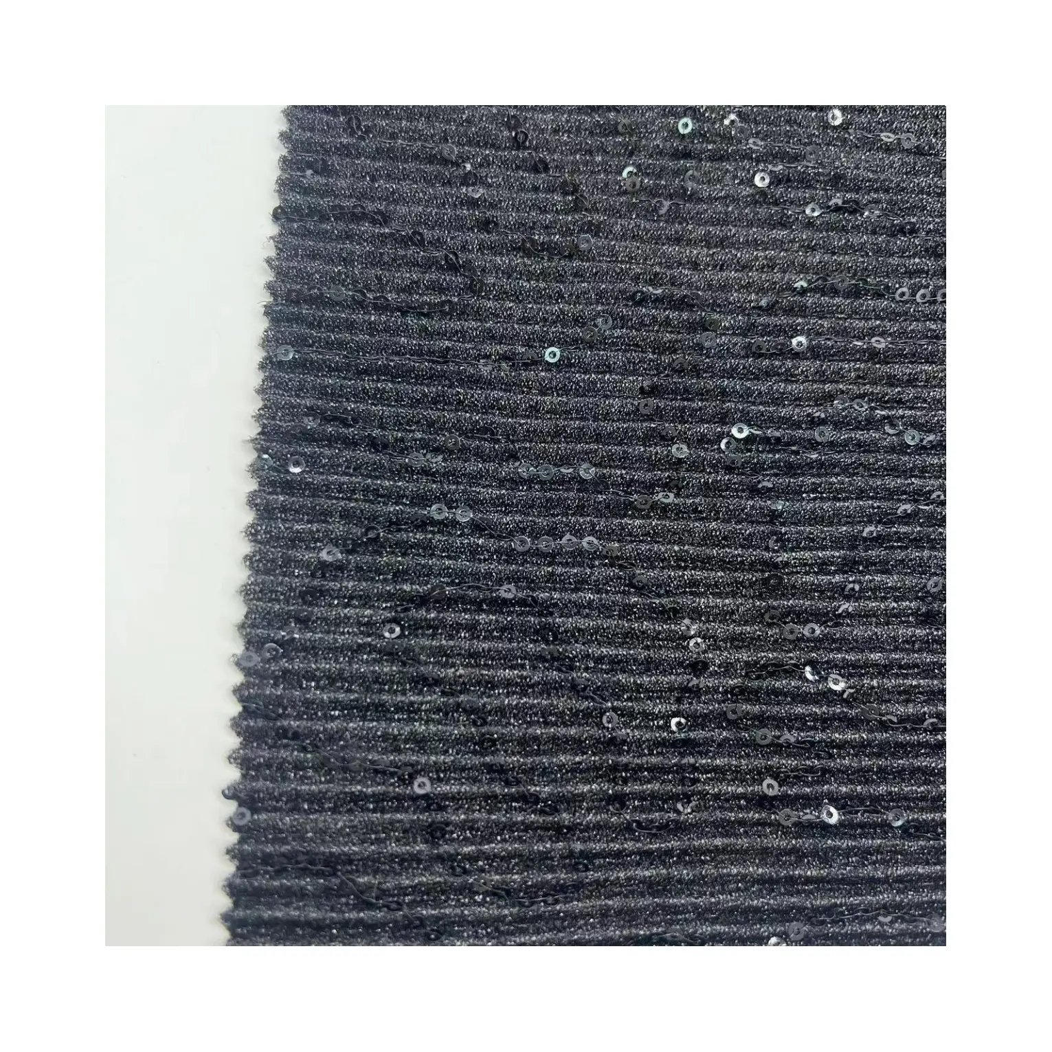 Tecido crepe de lantejoulas mais vendido tecido 100% poliéster cor preta clássico para vestido feminino