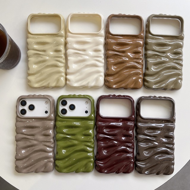 New 3D Water Ripple Pattern Shining Glossy Soft Tpu Phone Case for iPhone 17Pro Max16 Pro 15
