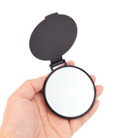 Miroir de poche en métal double face personnalisé avec logo souvenir, rond, doré, miroir compact de maquillage avec sac en velours