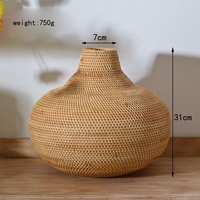 Vas Pernikahan Rotan Anyaman Tangan Desain Modern Warna Alami Vas Meja & Lantai untuk Dekorasi Hotel