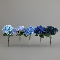 K-0124 Bunga Hydrangea Buatan Grosir, Bunga Hydrangea Tahan Lama, Bunga Hydrangea Sutra Realistis