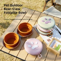 Nouveaux bols en silicone pour animaux de compagnie, pliables, double bol, design mignon en forme de patte de chat, disponibles en plusieurs couleurs, parfaits pour l'extérieur