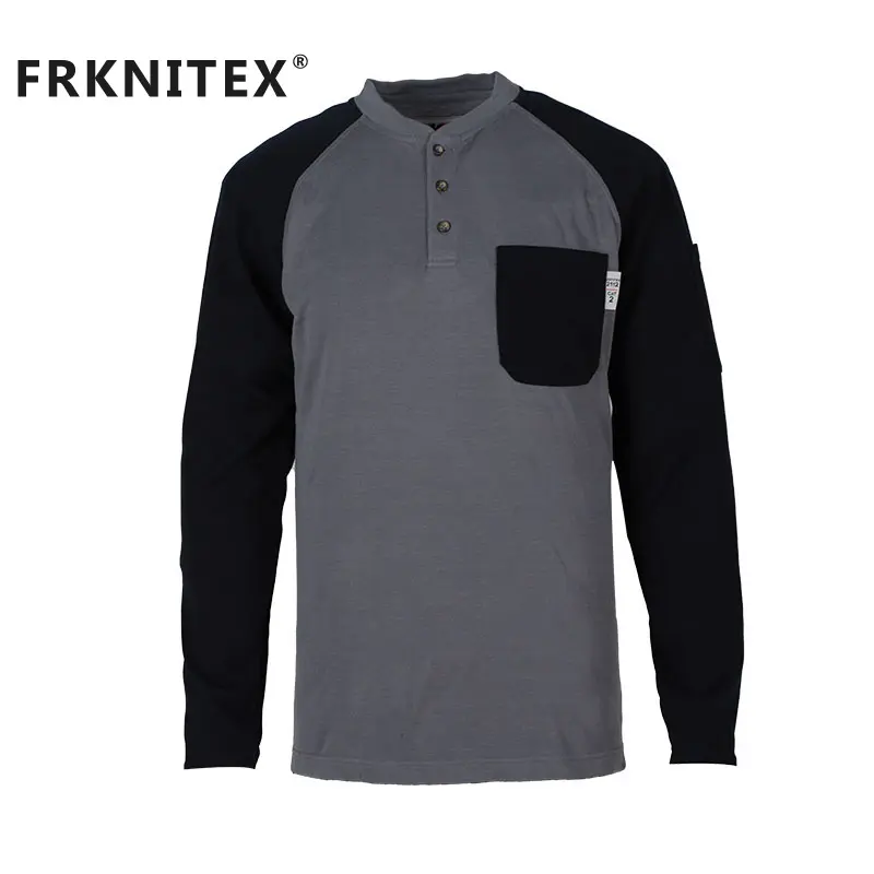 FRKNITEX wholesale wood breathable working fr henley tee fire resistant t welding work shirts