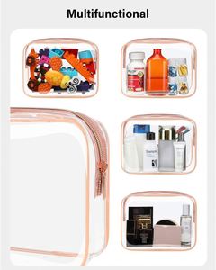 Waterproof Travel Organizer <b>Bag</b> Wholesale Price Pvc Zipper <b>Toiletry</b> Cosmetic <b>Bag</b> Custom Size Logo <b>Clear</b> Makeup <b>Bag</b> for Women - Product Image 4