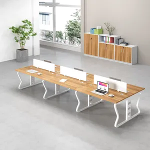 Ekintop cheap Industrial style open office furniture 4-seat call center workstation desk