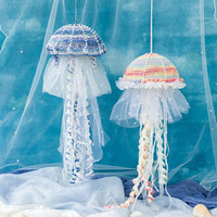 Kit DIY de lampe suspendue en forme de méduse tricotée à la main, colorée, avec du coton et du polyester pour les loisirs créatifs pour bébés