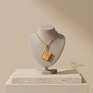 Collar con Colgante de Libro de Acero Inoxidable 316L, Grabado '<span class=keywords><strong>Mi</strong></span> Pequeña Estrella', Recuerdo con Corazón Recortado en Oro y Plata, Hipoalergénico, <span class=keywords><strong>Regalo</strong></span> OEM - Product Image 3