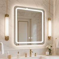 Miroir LED rectangulaire à coins arrondis avec 3 températures de couleur réglables pour salle de bain