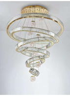 Lampe en cristal Duplex K9, style luxe minimaliste, pour salon, hall d'entrée, escalier en volant, grande suspension.