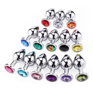 Vente en gros de jouets anaux en acier inoxydable avec diamants de différentes couleurs, bijoux en métal, plug anal - Product Image 1