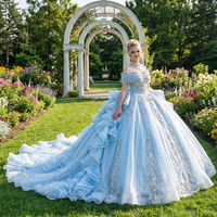 Robe de bal de princesse bleu ciel Jxs20, robes de Quinceañera, perles, appliques, cristaux, pierres précieuses, fête d'anniversaire pour filles de 15 ans, Jancember