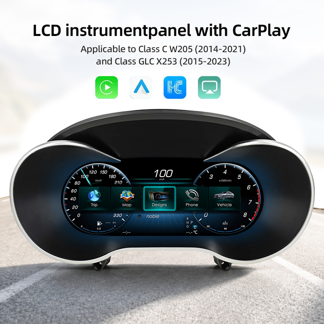 12.3-inch Digital Dashboard Cluster Mechanical Instrument Speedometer Resolution Linux  for Mercedes-Benz C CLASS GLC W205 X253
