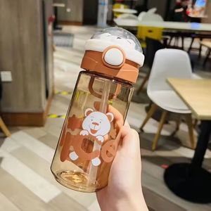 Gourde PC à motif de dessin animé pour filles et étudiants, grande capacité, portable, pour l'été et le sport, avec couvercle à ouverture rapide et paille intégrée, pour l'école - Product Image 3