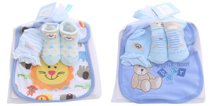 Lot de Chaussettes-Chaussons en Coton pour Bébé + Moufles + Bavoir, Chaussettes Courtes à Motif Dessin Animé pour Bébés, Tout-Petits et Nouveau-nés, Cadeau Expédié Aléatoirement - Product Image 6