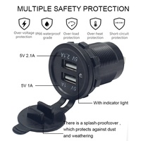 Prise USB 12V CC 3.1A Double Prise de Chargeur USB pour Voiture Modifiée Moto Bateau Bus Marine