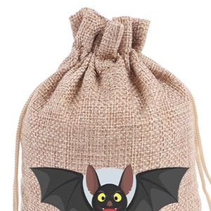 Sac en toile de jute à motif Halloween 15x20cm, sac en lin en gros, pochette à cordon en nylon, idéal pour décorations de festival, souvenirs, bonbons - Product Image 5