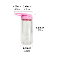 Bouteille d'eau extérieure de boule à neige en plastique à double paroi de 10oz/15oz sans BPA avec couvercles de couleur paille rabattable pour le bricolage