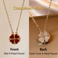 Collier réversible multi-styles fleur et cœur, motif personnalisable, ornement de cou tendance à superposer