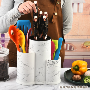 Portacuchillos multifuncional de plástico, redondo, desmontable, para almacenamiento en la cocina, para uso doméstico. - Product Image 4