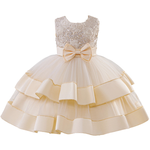 Elegante Abito da Festa per Bambine con Motivi Floreali in Raso, Design a Strati, Vestito da Principessa per Bambine 2-10 Anni - Product Image 2