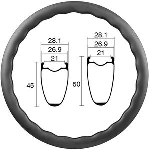 Bridge Road Bike Llantas 21mm Ancho 50mm Perfil Llanta de carbono ligera Clincher Tubeless Ready for Cycle RBL50C - Product Image 1
