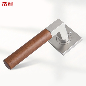 Modern Luxury Wood Grain <b>Door</b> <b>Handle</b> Lever Square Rosette Brushed Satin <b>Internal</b> Room Wooden <b>Door</b> Locksets Hardware - Product Image 1