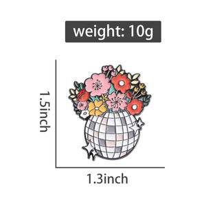 फूल डिस्को चमकाने वाली गेंद एनमेल पिन फूलों का कस्टम गुलदस्ता गहने उपहार - Product Image 6