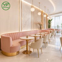 Maßgefertigte Restaurant-Möbel Edelstahl-Basis Rosa Samt-Stoff Sitzbank für Bistro Hotel