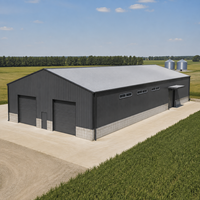 Entrepôt préfabriqué en structure métallique, conception résistante aux vents, atelier métallique préfabriqué isolé, garage de stockage, bâtiment industriel